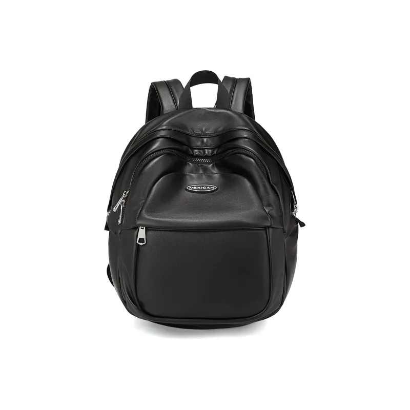 MEXICAN Polyurethane Leather Backpack Regular Women's Black/Pink/Ecru-0