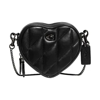 COACH Heart Sheepskin With Cow Leather Shoulder Bag Crossbody Bag Mini Women's Black