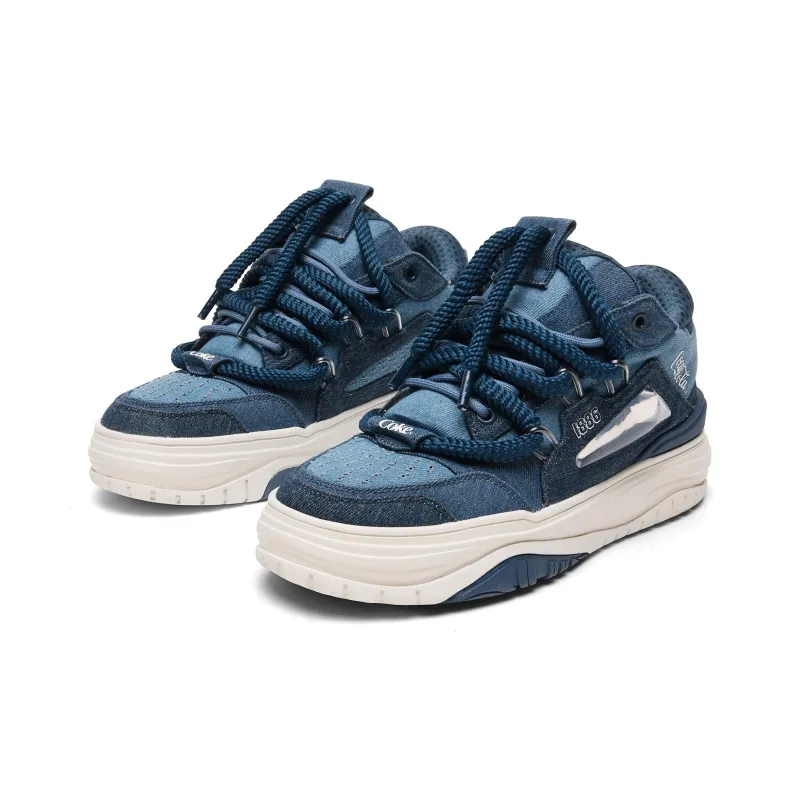 Coca-Cola Low-Top Skateboard Shoes 4cm Unisex Denim Blue-2