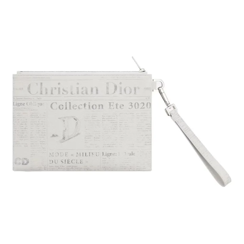 DIOR Daniel Arsham Collaboration Calfskin Clutch Men's White-2