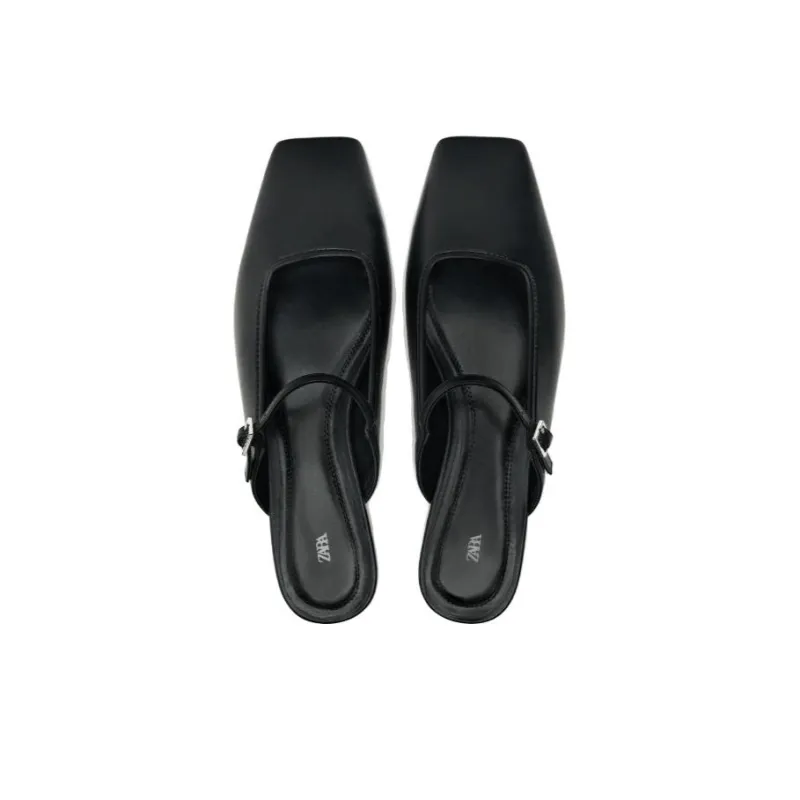 ZARA Rubber Sole Wrap-toe Slippers Women's Black-3