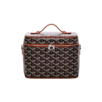 GOYARD Canvas With Leather Handbags Box Bag Makeup Bags Small Size Unisex Black/Brown