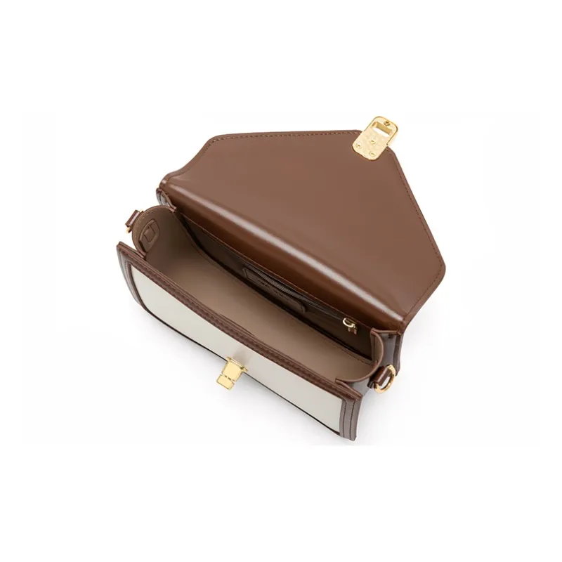 Simvay Clos Cow Leather Shoulder Bag, Crossbody Bag, Small Square Bag Small Size Women's Cheese Milk Coffee-5
