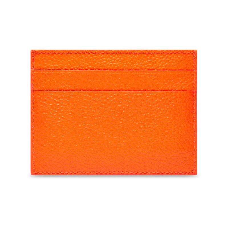 Balenciaga Grain Cow Leather Card Holder Unisex Fluorescent Orange-3