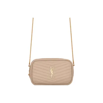 SAINT LAURENT LOU Quilting Bright Calfskin Camera Bag, Crossbody Bag, Shoulder Bag Women's Dark Beige