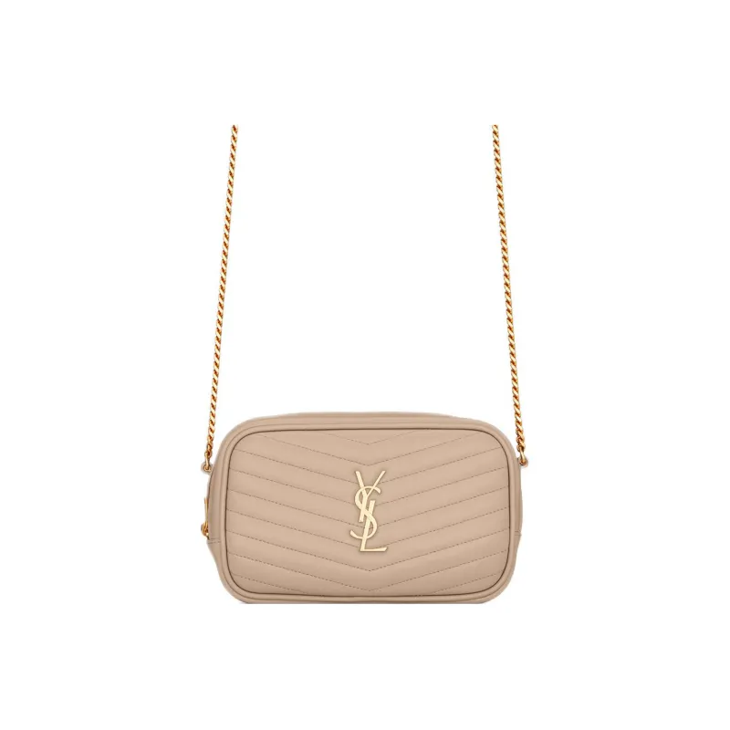 SAINT LAURENT LOU Quilting Bright Calfskin Camera Bag, Crossbody Bag, Shoulder Bag Women's Dark Beige-0