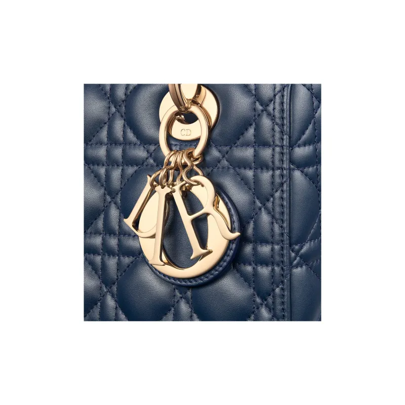DIOR Lady Dior Sheepskin Dior Bag Shoulder Bag Crossbody Bag Handbag Medium Size Women's Deep Sea Blue-5