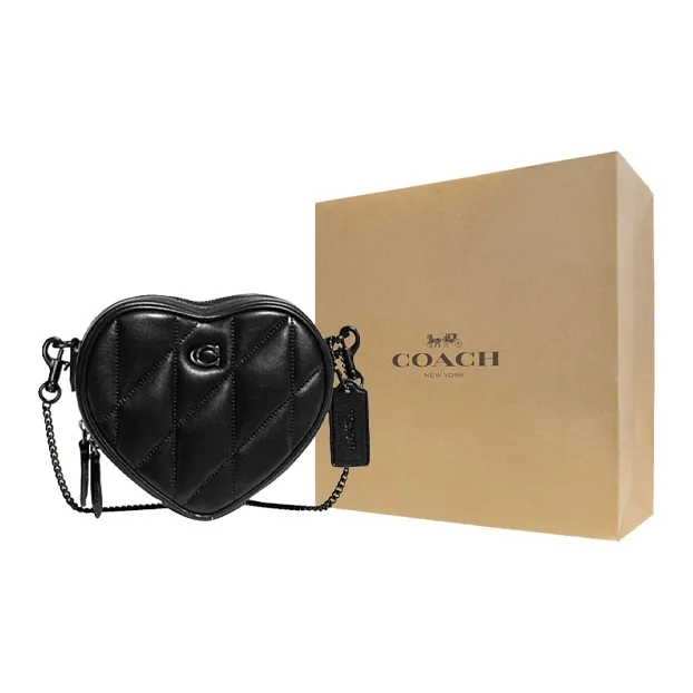 COACH Heart Sheepskin With Cow Leather Shoulder Bag, Crossbody Bag Mini Women's Black-8