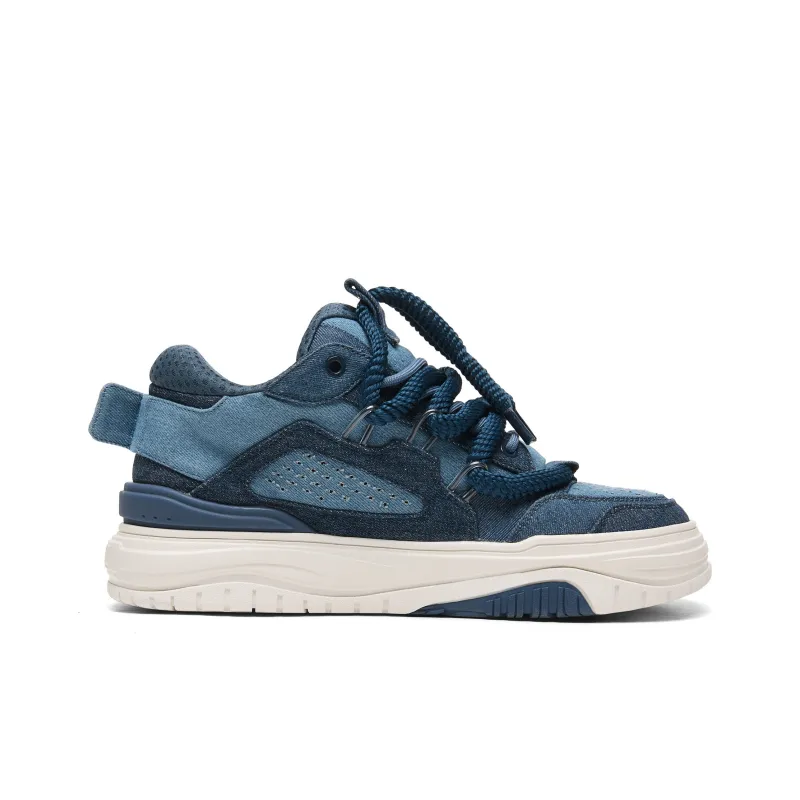 Coca-Cola Low-Top Skateboard Shoes 4cm Unisex Denim Blue-1