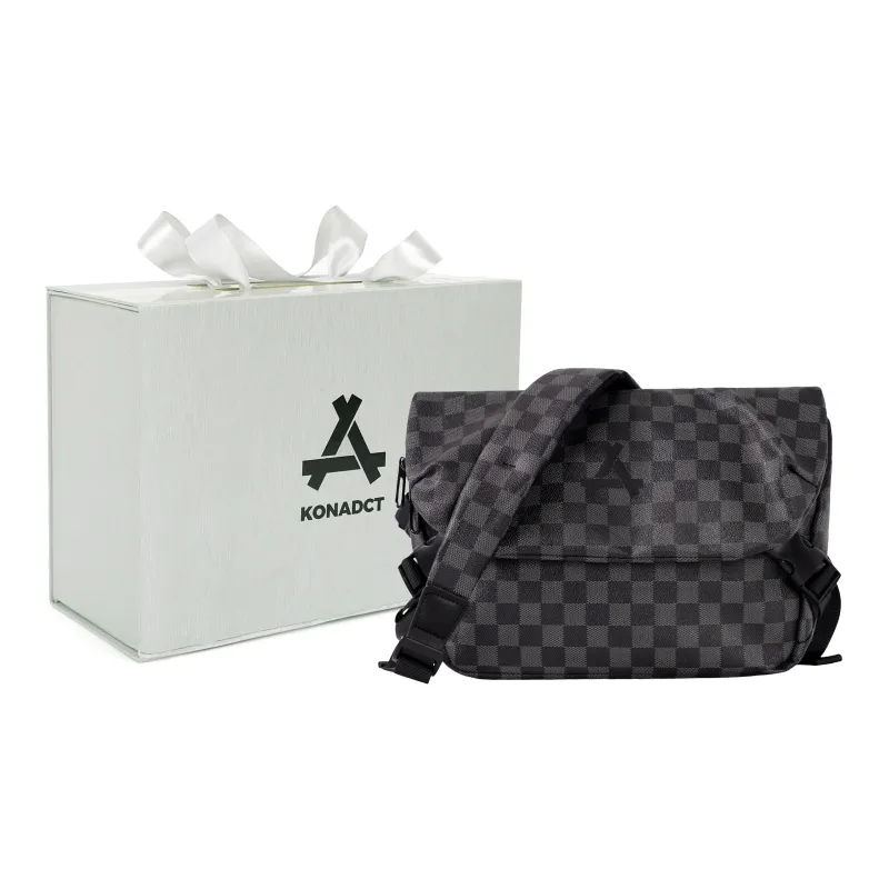 KONADCT Nylon Fabric Cycling Bag, Messenger Bag, Shoulder Bag Medium Size Unisex Black-16