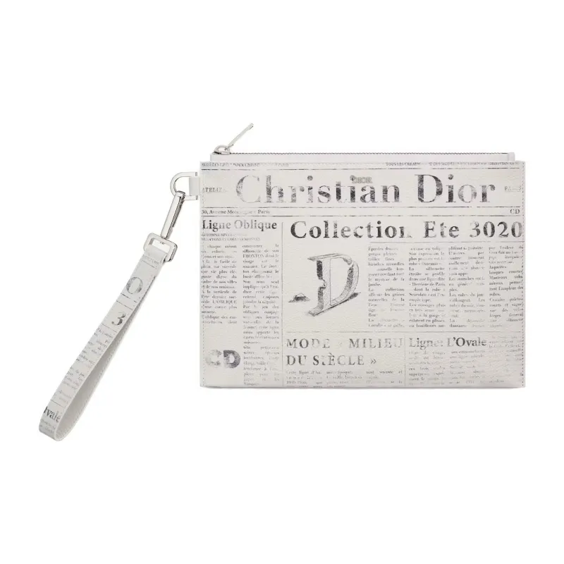 DIOR Daniel Arsham Collaboration Calfskin Clutch Men's White-0