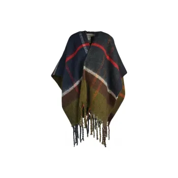 BARBOUR Plaid Fringe-detail Scarf