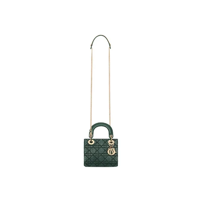 DIOR Lady Dior Cotton Micro Pearl Embroidery Shoulder Bag Crossbody Bag Handbag Mini Women's Pine Green-1