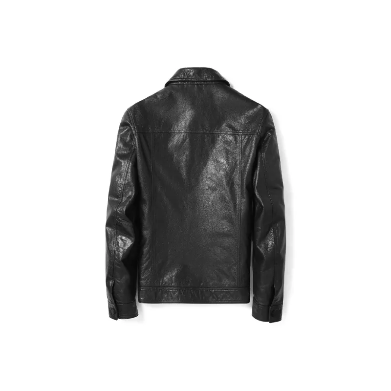 SINBOS FW23 Leather Jacket Men's Black-1