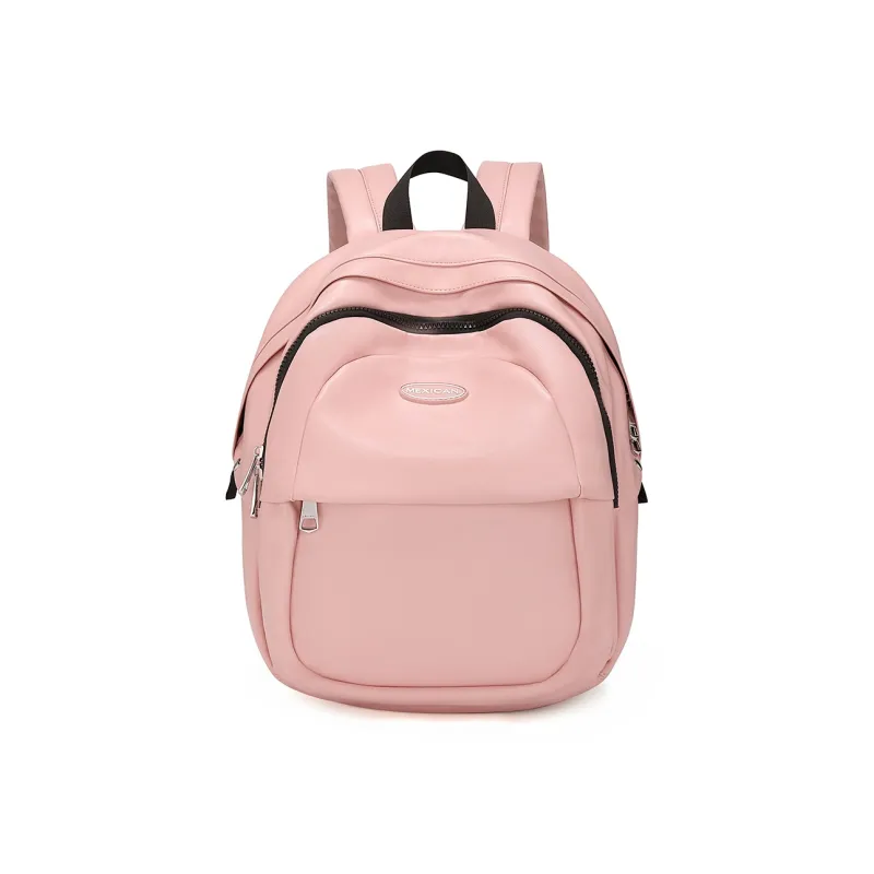 MEXICAN Polyurethane Leather Backpack Regular Women's Black/Pink/Ecru-2