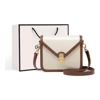 Simvay Clos Cow Leather Shoulder Bag, Crossbody Bag, Small Square Bag Small Size Women's Cheese Milk Coffee