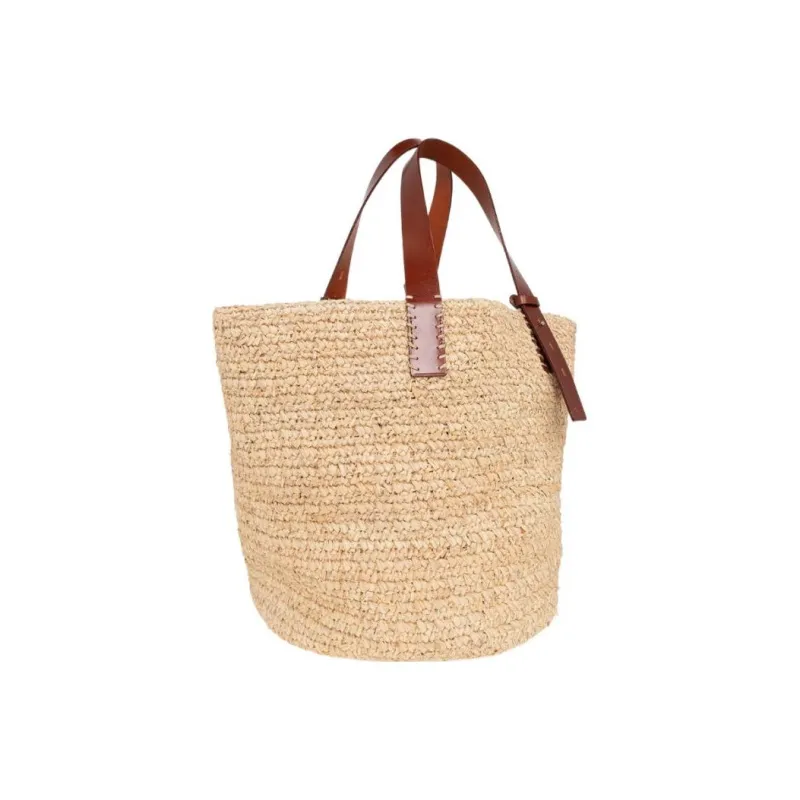 Chloe Raffia Tote Bag, Shopping Bag, Handbag, Shoulder Bag Women's Beige-1