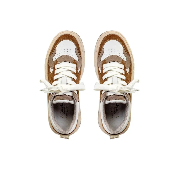 Wonderful Couple Anti Slip Wear Resistant Low Top Skateboard Shoes Women's Khaki-2