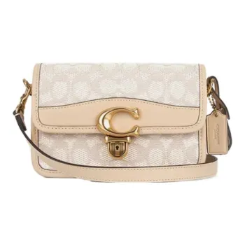 COACH Studio Cow Leather With Textile Envelope Bag Crossbody Bag Shoulder Bag Women's Ivory White With Beige