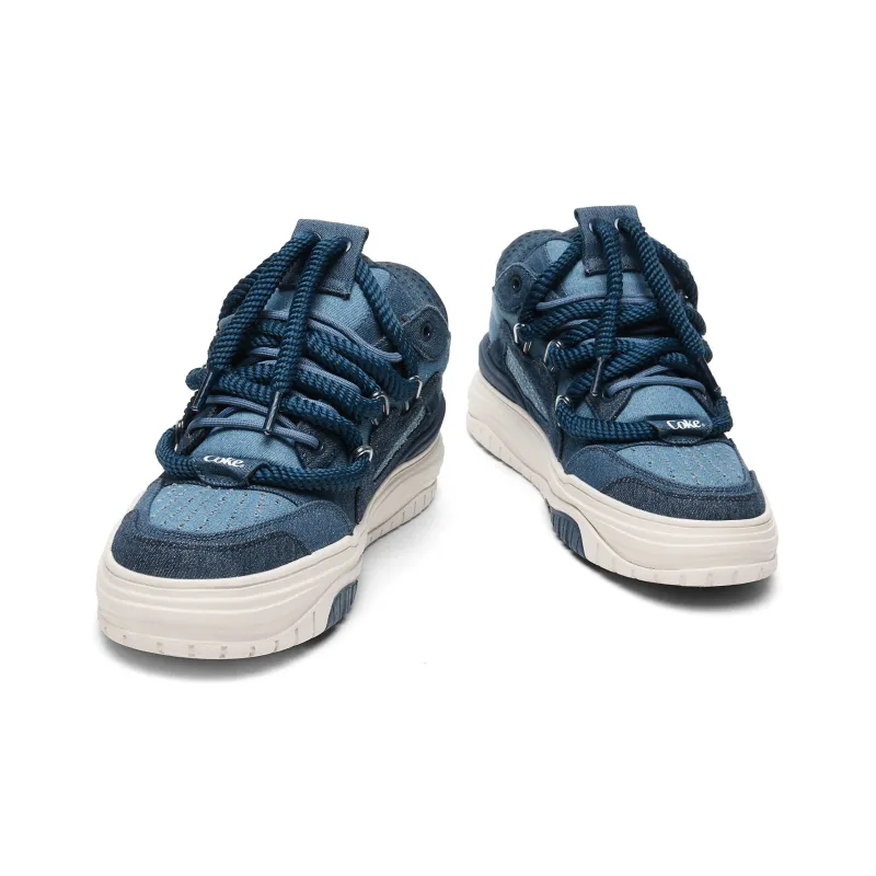 Coca-Cola Low-Top Skateboard Shoes 4cm Unisex Denim Blue-3