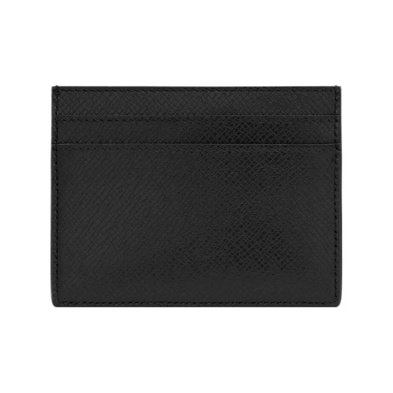 SAINT LAURENT PARIS Coated Bark Texture Leather Card Holder Men's Black-5