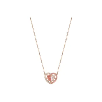 Swarovski Gema Synthetic Cubic Zirconia Gold Plated Metal Necklaces Women's Pink