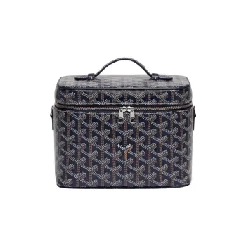 GOYARD Canvas With Leather Handbags Box Bag Makeup Bags Small Size Unisex Dark Blue