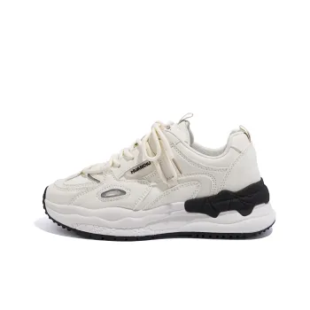 HUANQIU Couple Cushioning Anti-Slip And Wear-Resistant Low-Top Chunky Sneakers Women's Beige Black