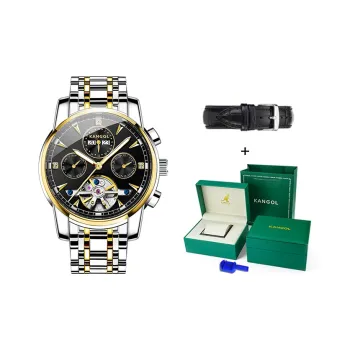 KANGOL Kangaroo Automatic Mechanical Movement Stainless Steel Watchband Watch Men's Watches Black Dial K-K166