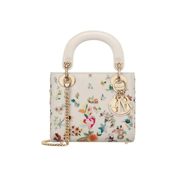 DIOR Lady Dior Cow Leather Dior Bag Shoulder Bag Crossbody Bag Handbag Mini Women's White/Multicolor-0