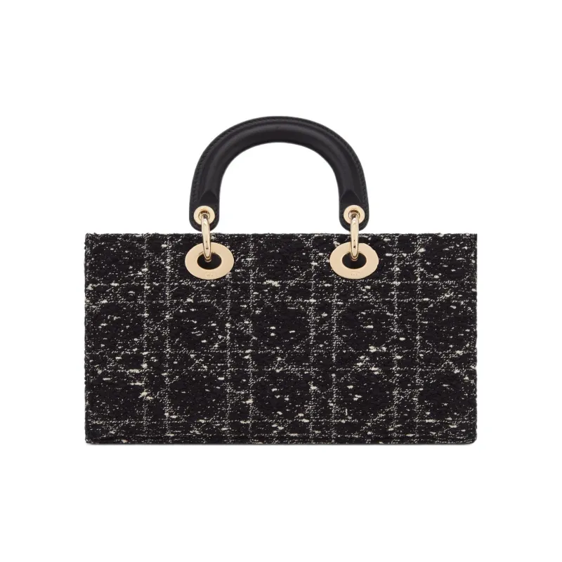 DIOR Lady D-JOY Tweed Dior Bag Shoulder Bag Crossbody Bag Handbag Medium Size Women's Black-2