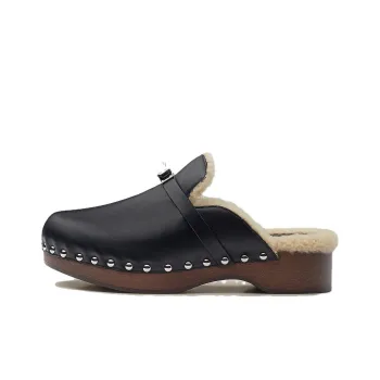 HERMES Carlotta Abrasion-Resistant Wrap-toe Slippers Women's Black