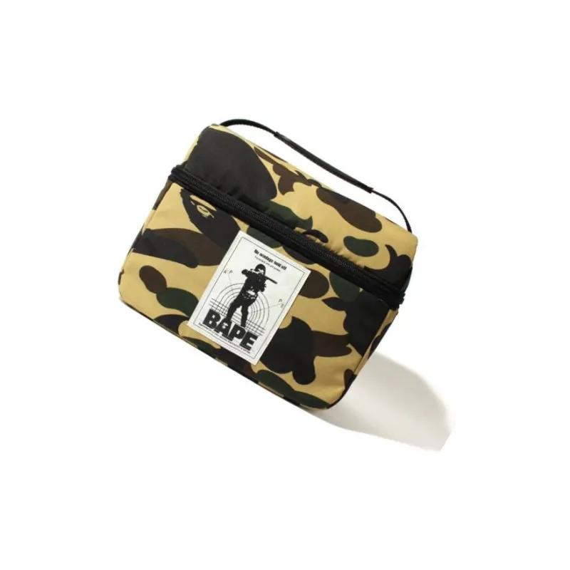 A BATHING APE Polyamide Small Square Bag, Crossbody, One Shoulder Handbag Regular Unisex Green/Yellow-5