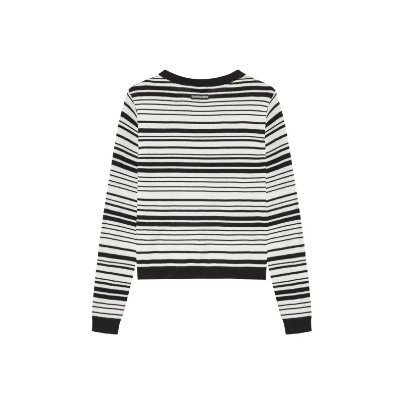 CHUU Knitwear Women's Black White Stripes-1