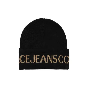 VERSACE Logo print Ribbed knit Beanie