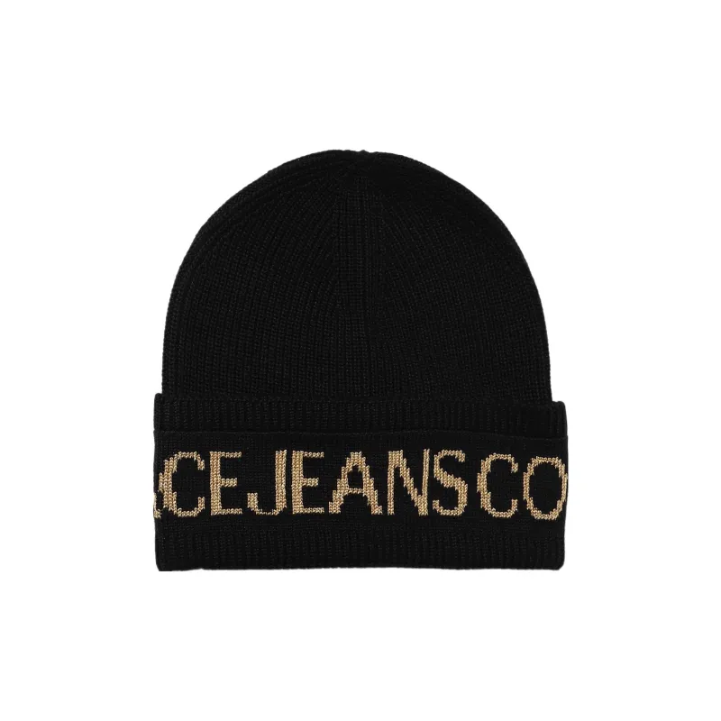 VERSACE Logo print Ribbed knit Beanie-0