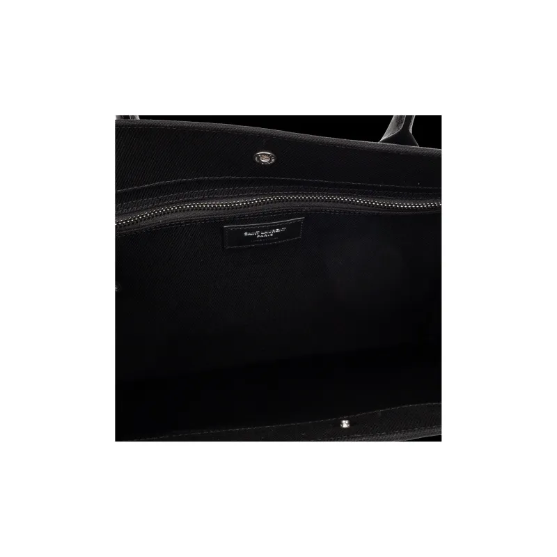 SAINT LAURENT Rive Gauche Canvas With Calfskin Tote Bag, Shopping Bag, Canvas Bag, Handbag Men's Black-3