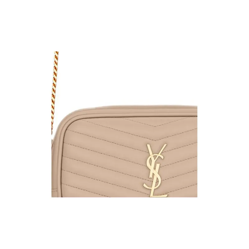SAINT LAURENT LOU Quilting Bright Calfskin Camera Bag, Crossbody Bag, Shoulder Bag Women's Dark Beige-3