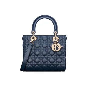DIOR Lady Dior Sheepskin Dior Bag Shoulder Bag Crossbody Bag Handbag Medium Size Women's Deep Sea Blue