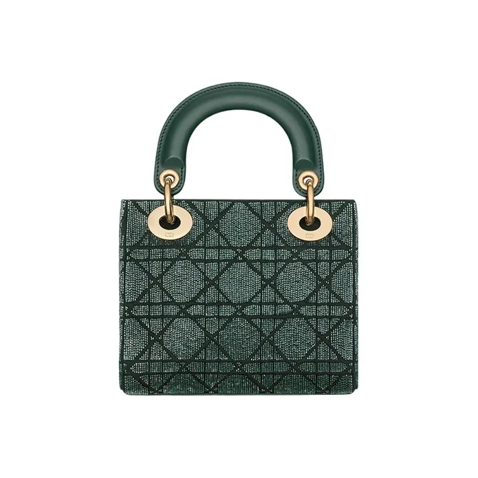 DIOR Lady Dior Cotton Micro Pearl Embroidery Shoulder Bag Crossbody Bag Handbag Mini Women's Pine Green-2