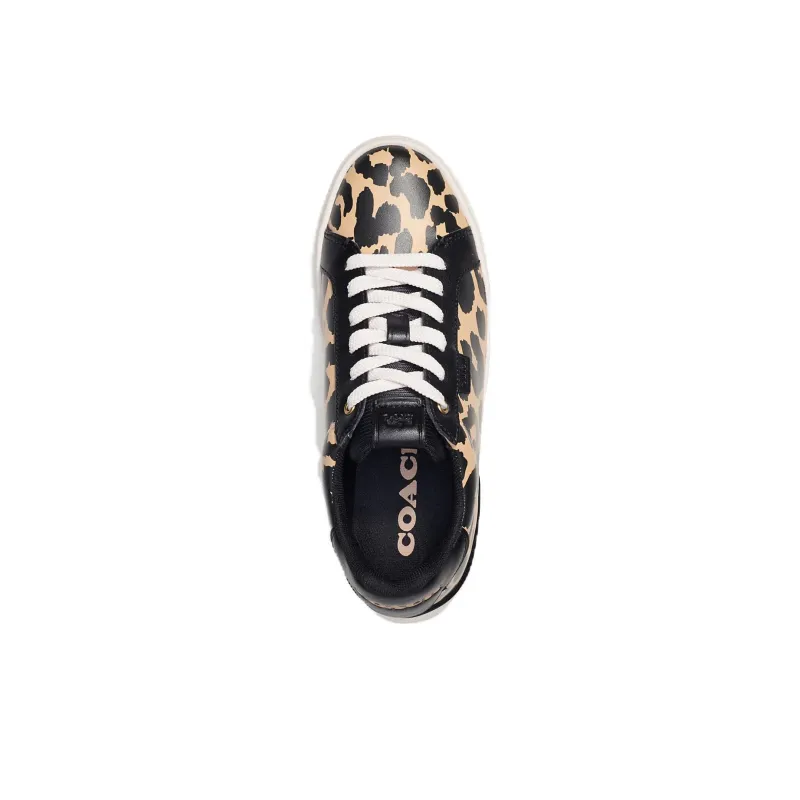 COACH Lowline Low Top Skateboard Shoes Women's Leopard-3