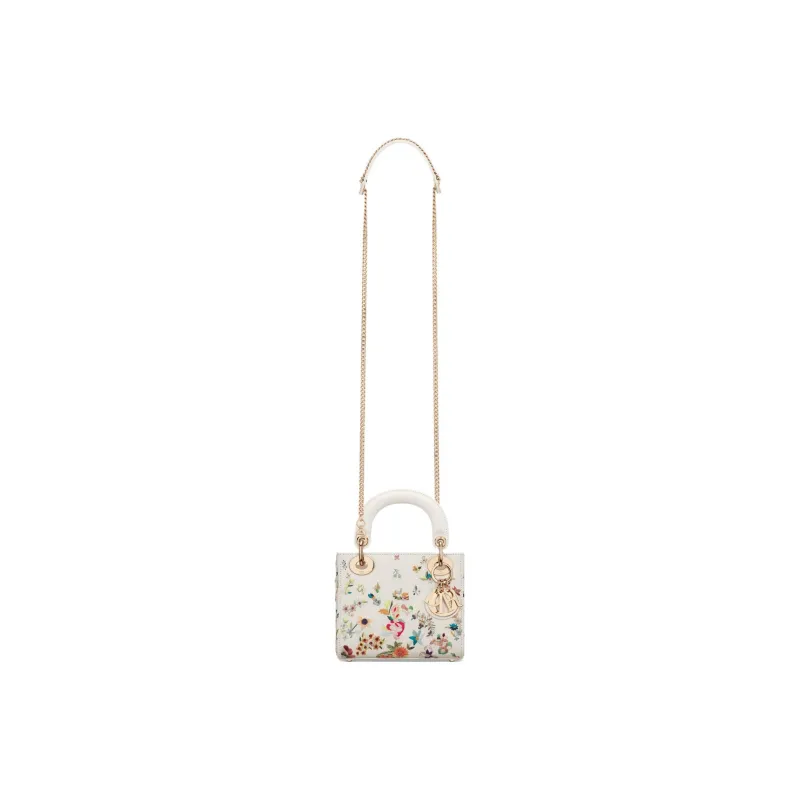 DIOR Lady Dior Cow Leather Dior Bag Shoulder Bag Crossbody Bag Handbag Mini Women's White/Multicolor-1