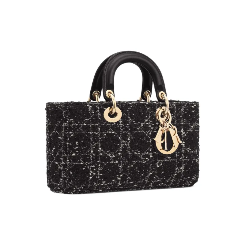 DIOR Lady D-JOY Tweed Dior Bag Shoulder Bag Crossbody Bag Handbag Medium Size Women's Black-1