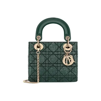 DIOR Lady Dior Cotton Micro Pearl Embroidery Shoulder Bag Crossbody Bag Handbag Mini Women's Pine Green