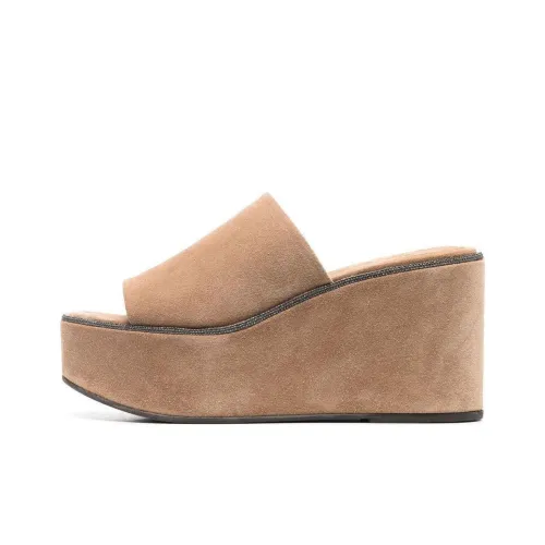 Brunello Cucinelli Monili Slide Slippers Women's Brown