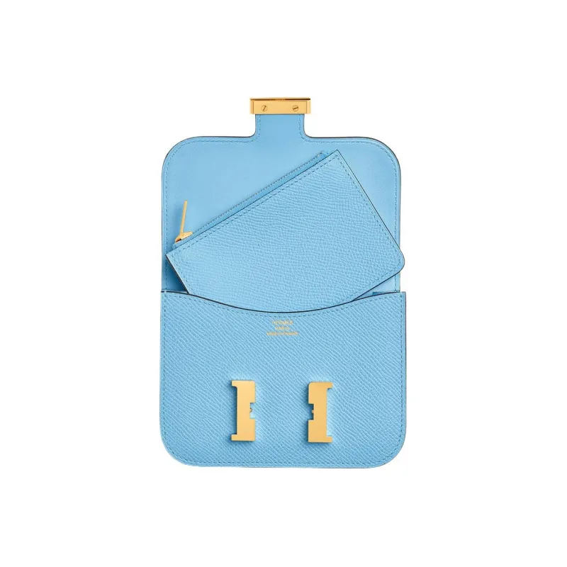 HERMES Constance Slim Epsom Leather Wallet Card Holder Coin Purse Fanny Pack Regular Women's Sky Blue-2