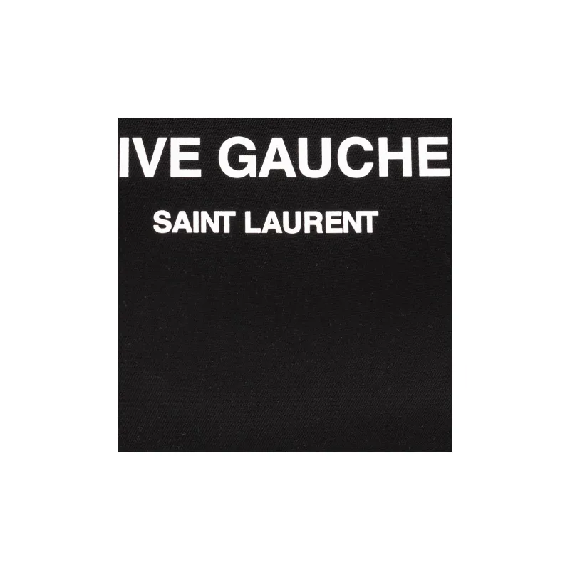 SAINT LAURENT Rive Gauche Canvas With Calfskin Tote Bag, Shopping Bag, Canvas Bag, Handbag Men's Black-4