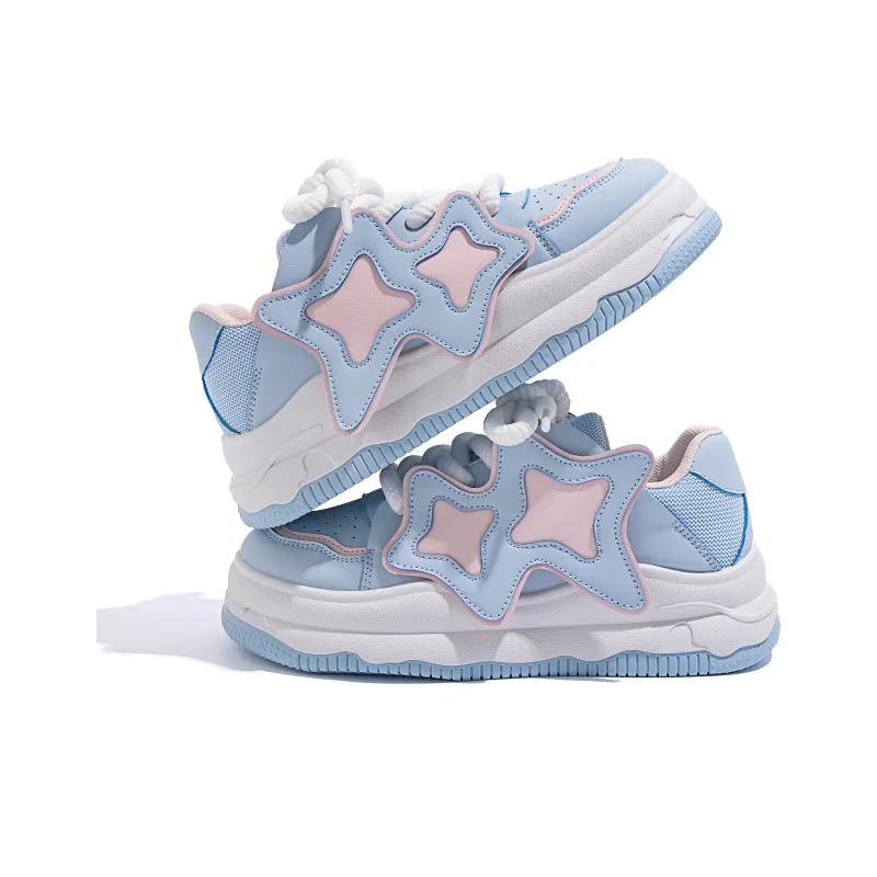 HUANQIU Slip Resistant Low Top Skateboard Shoes Women's Light Blue-2