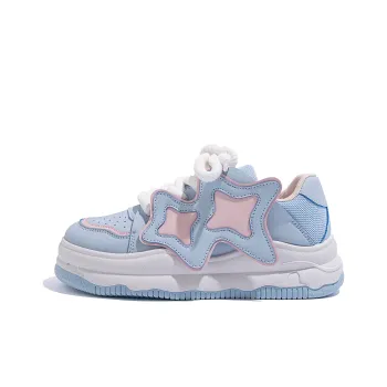 HUANQIU Slip Resistant Low Top Skateboard Shoes Women's Light Blue