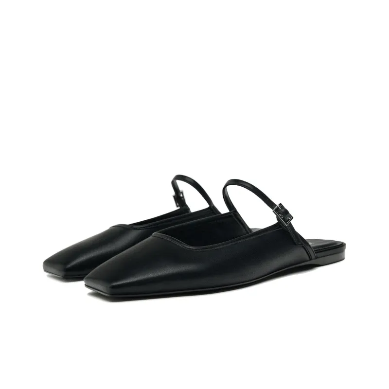 ZARA Rubber Sole Wrap-toe Slippers Women's Black-1